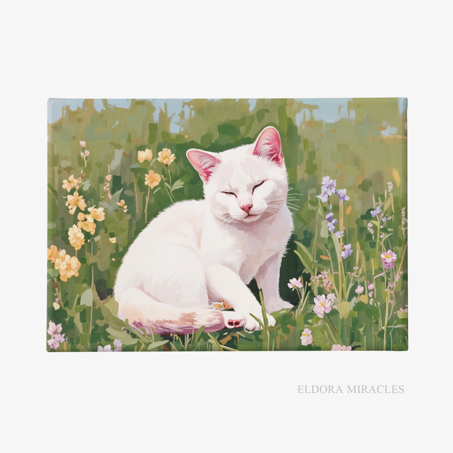 Cat In The Garden Landscape Canvas R1