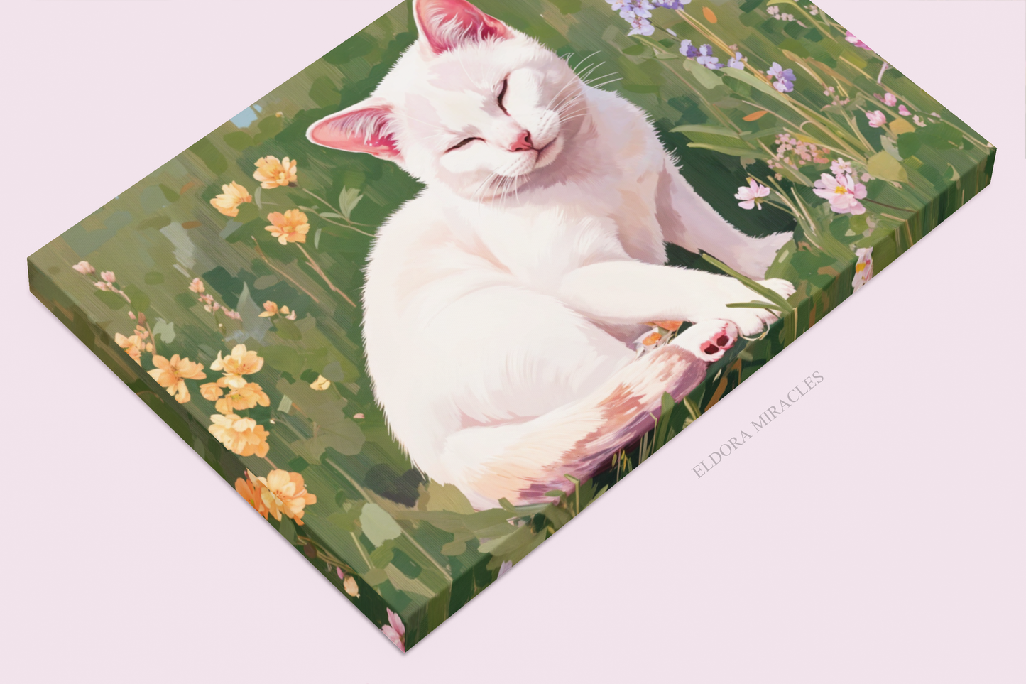 Cat In The Garden Landscape Canvas R1