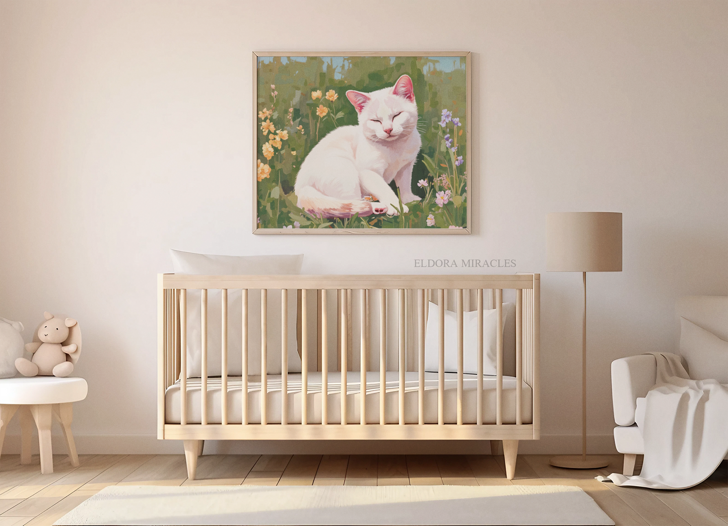 Cat In The Garden Landscape Canvas R1