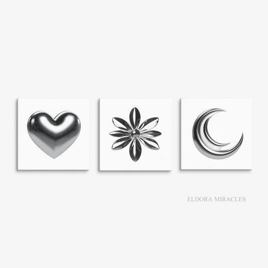 3D Iron Heart Flower Moon Square Canvas Set S6 S8 S9